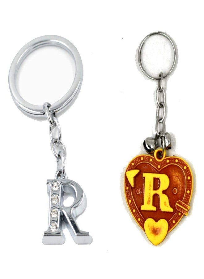 AFH Alphabet Letter R Key Ring Key Chain Combo (Metal, Plastic)